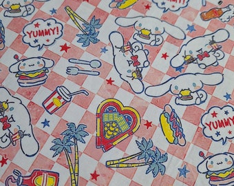 Cartoon Dog Plaid Cotton Fabric: Kids Patchwork Quilting