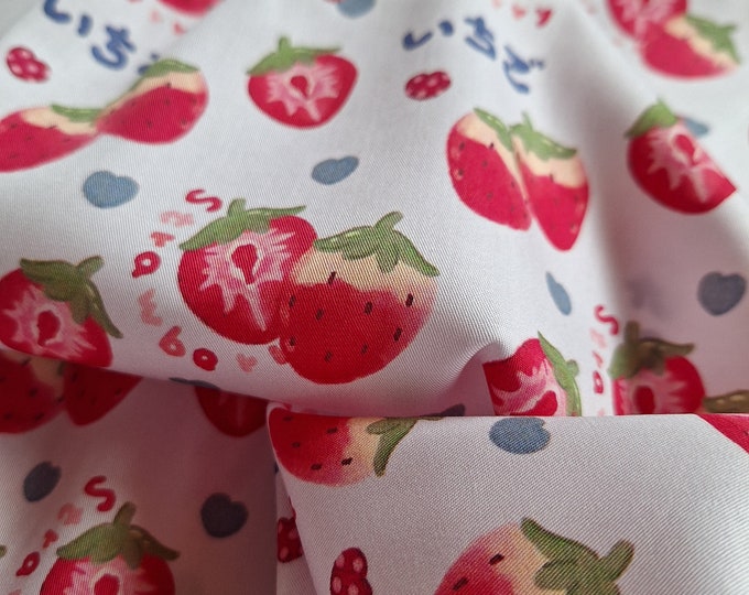 Strawberry Print Lyocell Tencel Fabric: Soft Kids Clothing Material