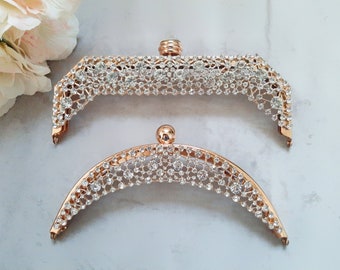 Gorgeous sparkling kiss lock purse frame include a FREE PATTERN and screws Crescent and square 2 kinds golden metal frame DIY purse frame