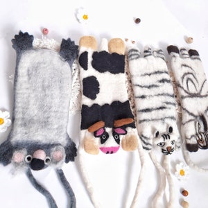 Soldes Sac pour téléphone feutré 100 % laine bouteille d'eau sac à bandoulière animaux mignons de bande dessinée sac en laine feutrée sac à bandoulière pour enfants