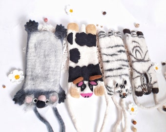 Felted Wool Animal Phone Bag: Handmade Crossbody Shoulder Bag