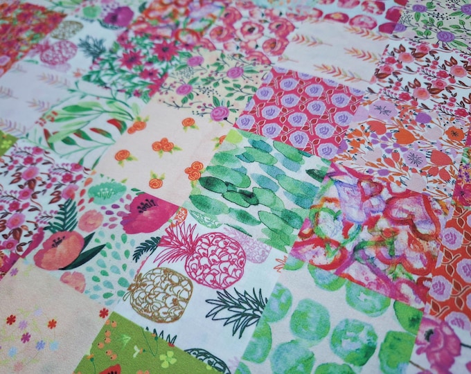 Floral Patchwork Cotton Fabric: High-Count Quilting Material By The Yard