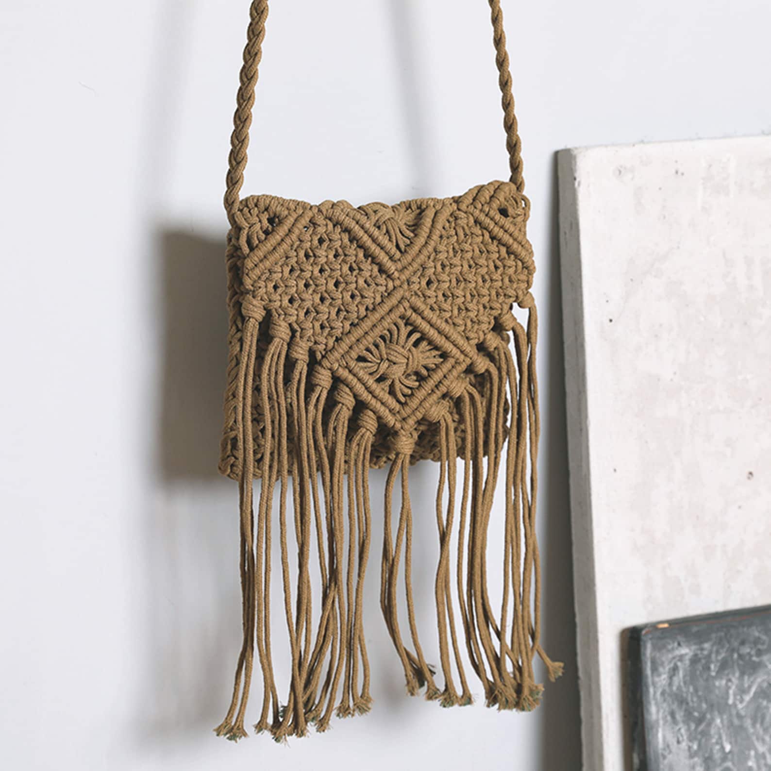Macrame shoulder bag cross body boho bag cotton rope macrame Etsy