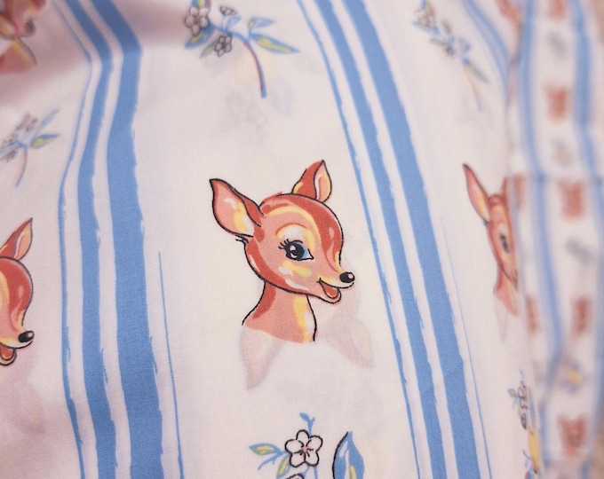 Blue Striped Deer Cotton Fabric: Children's Clothing Material High-count Fabric