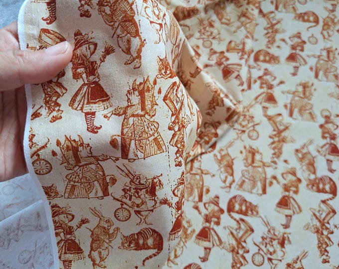 Alice in Wonderland Cotton Fabric: Vintage Style Print, Quilting & Crafts