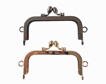 4" (10.5cm) Square Metal Kiss Lock Purse Frame with Side Loops Screw Bag Frame + Free Pattern
