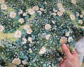 Van Gogh Wild Roses Cotton Fabric: Calico Quilting Material