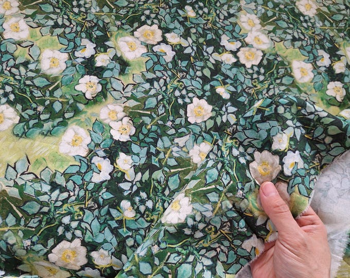 Van Gogh Wild Roses Cotton Fabric: Calico Quilting Material