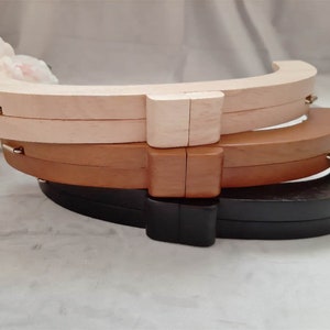 Wooden Purse Frame Kiss Lock 20cm - Black, Brown, Natural (Free Pattern)