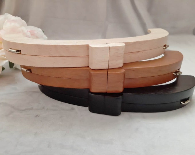 Wooden Purse Frame Kiss Lock 20cm - Black, Brown, Natural (Free Pattern)