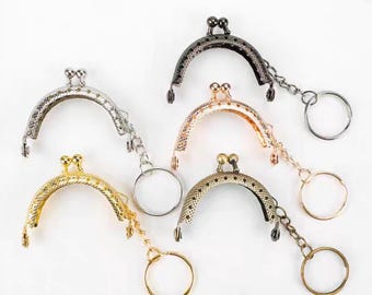 2" Metal Kiss Lock Purse Frame with Keyring - FREE Pattern (5.5cm Clutch Frame)