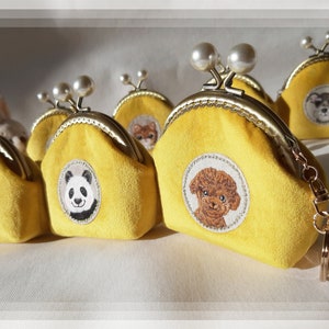 Porte-monnaie Kiss Lock avec fermoir baiser Adorable porte-monnaie animal cadeau personnalisé broderie cadre en velours doux personnalisé brodé