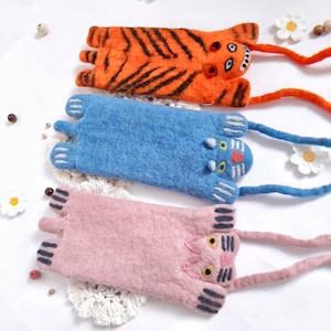 Soldes 100 % laine feutrée Sac à main animal coloré porte-monnaie sac pour téléphone poche monnaie sac pour femme sac à bandoulière pour enfant