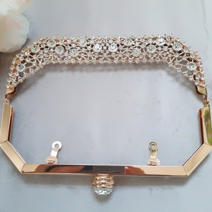 Gorgeous sparkling kiss lock purse frame include a FREE PATTERN and screws Crescent and square 2 kinds golden metal frame DIY purse frame image 4