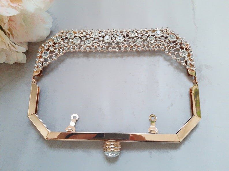 Gorgeous sparkling kiss lock purse frame include a FREE PATTERN and screws Crescent and square 2 kinds golden metal frame DIY purse frame image 4