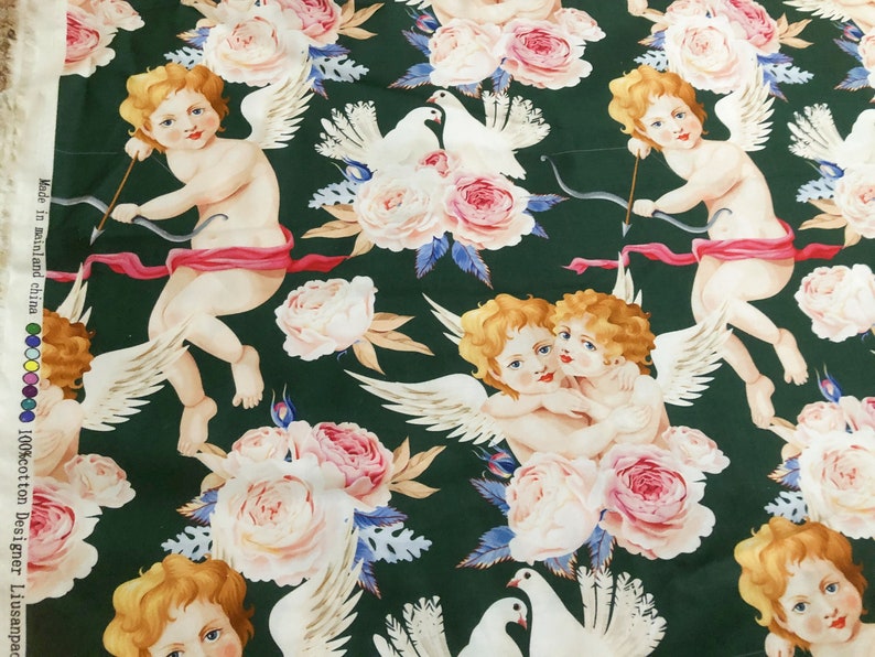 22x22 Floral Angel Cherub Red 100% Cotton Bandana – Unisex