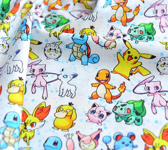 Pokemon fabric Pikachu fabric soft kids cotton fabric Limited  pattern Fabric by the yard Fabric by the quarter Patchwork Quilting Sewing