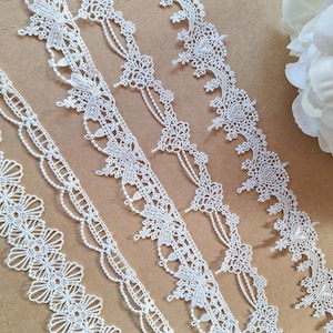 White Flower Lace Ribbon: Polyester DIY Clothing Trim By The Yard