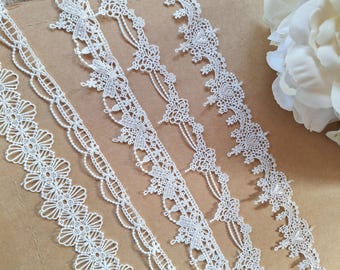 White Flower Lace Ribbon: Polyester DIY Clothing Trim By The Yard