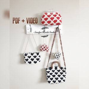 5 purses Macrame Tutorial Heart pattern Macrame purses How to make Macrame purses step by step tutorial Bag patterns