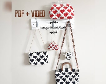Macrame Heart Purse Tutorial: 5 Bag Patterns (PDF & Video)