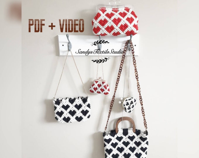 Macrame Heart Purse Tutorial: 5 Bag Patterns (PDF & Video)
