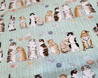 Cute Cat Print 100% Cotton Fabric - Quilting & Sewing