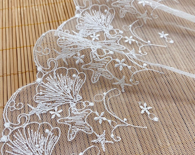 White starfish shell embroidery lace mesh lace accessories DIY curtain clothing lace accessories by the yard