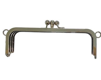 7 2/3" (19.5cm) Metal Kiss Lock Purse Frame 3 Fold Rectangular Purse Clasp + Screw Included