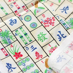 Mahjong Print Cotton Fabric: Quilting & Patchwork Sewing Material