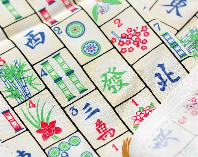 Mahjong Print Cotton Fabric: Quilting & Patchwork Sewing Material