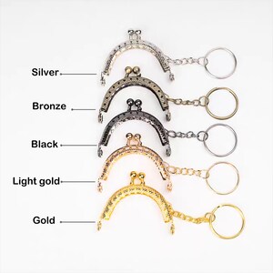 2" Metal Kiss Lock Purse Frame with Keyring - FREE Pattern (5.5cm Clutch Frame) image 2
