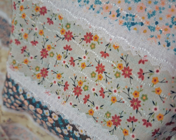 Floral Stripe Jacquard Cotton Fabric: Soft Drape for Clothing & Bedding