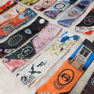 26 letters pattern fashion scarf mini silk scarf used for whatever you want like necklace hair band accessories bag decor making