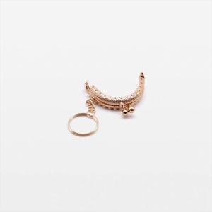 2" Metal Kiss Lock Purse Frame with Keyring - FREE Pattern (5.5cm Clutch Frame) Light gold