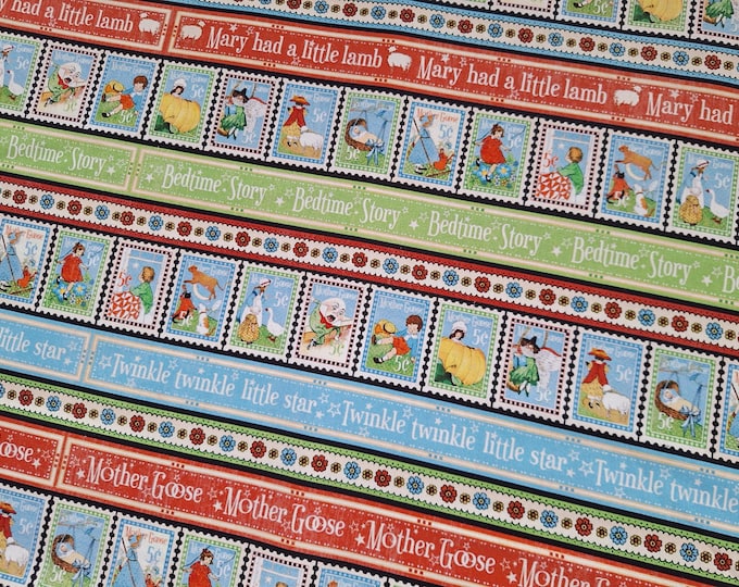 Mary Had a Little Lamb Fabric: 100% Cotton Nursery Rhyme Print
