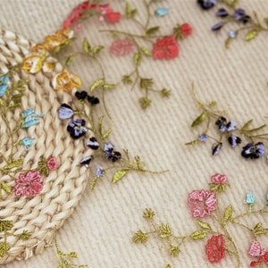 Colourful flower embroidery lace mesh lace accessories DIY curtain clothing lace accessories by the yard image 3