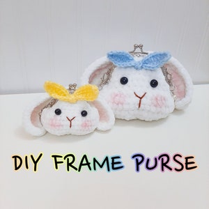 How to Crochet Rabbit coin purse Mini Lop bunny crocheted frame purse DIY tutorial PDF and video instruction Do It Yourself