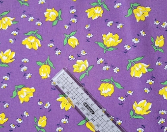 Floral Cotton Linen Fabric Block: Colorful Quilting Clothes Fabric (18"x18")
