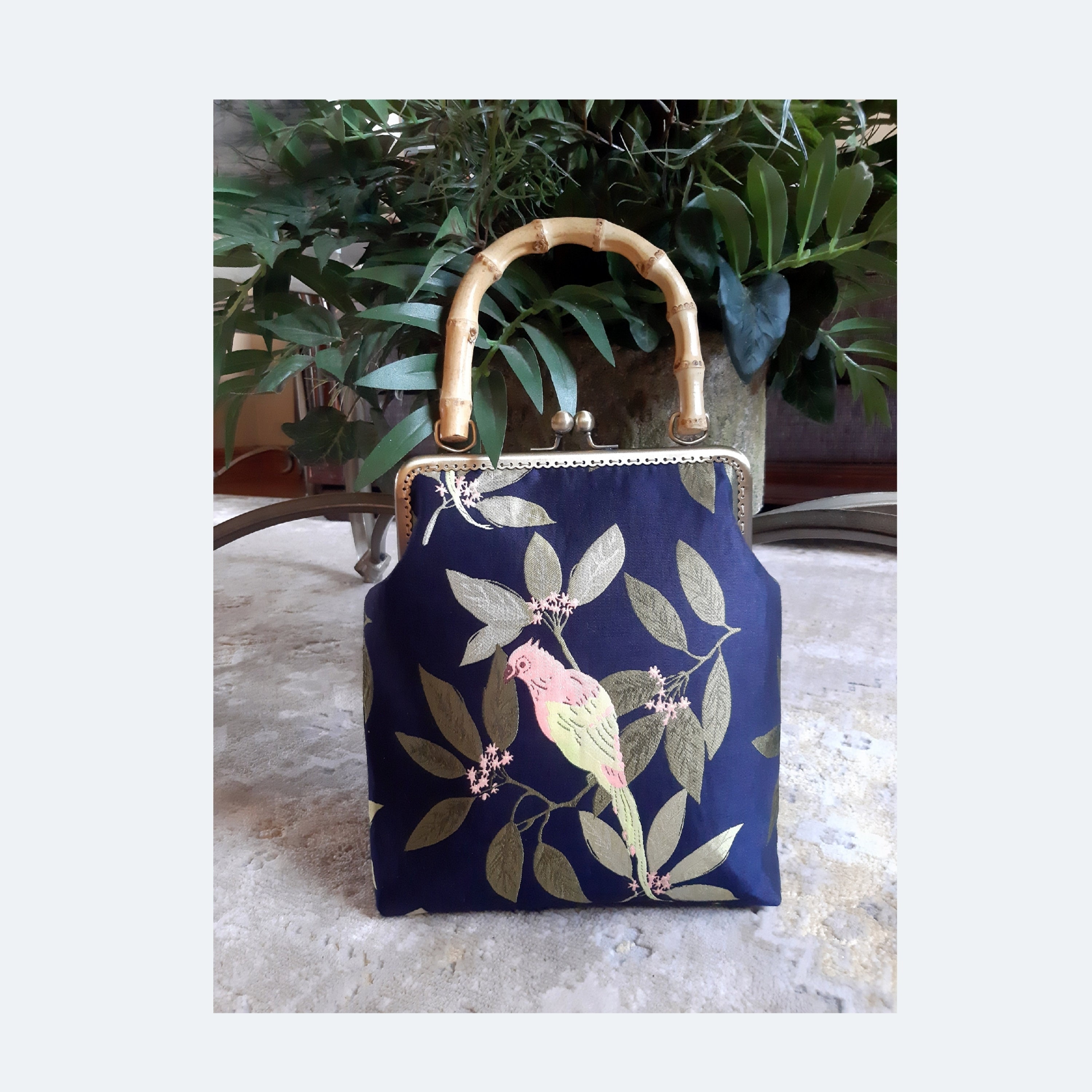 着物・浴衣 Clasp bead bag/retro vintage/Flower Japanese