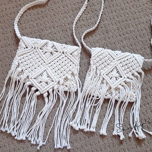 2 tailles Sac à bandoulière bohème en macramé Sac à bandoulière en coton Cordon de coton Sac d'été Sac de plage Sac fourre-tout Sac à main en macramé