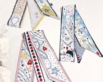 Tarot cards mini silk scarf, hair band, accessories, bag decor