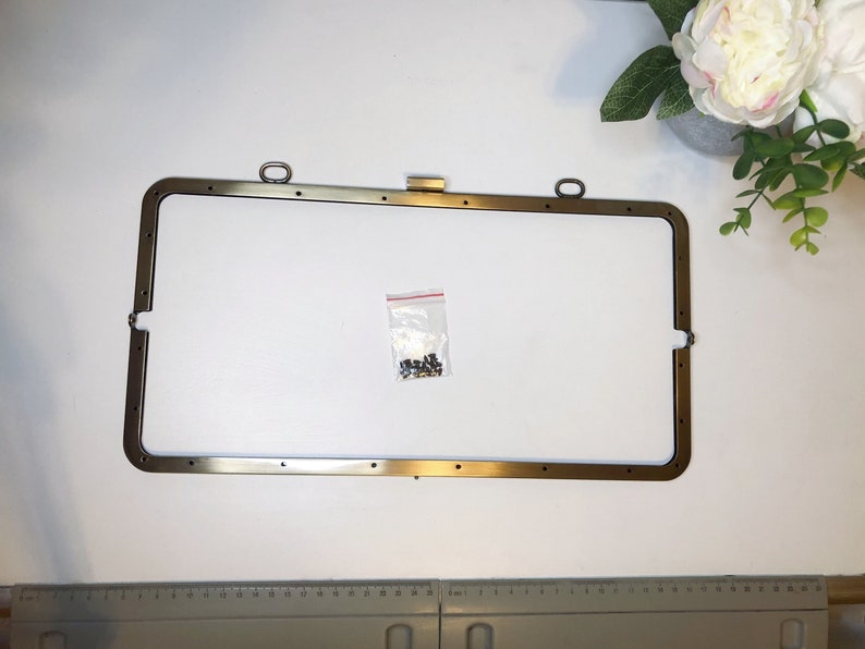 1538cm Large size Metal bag frame includes a FREE PATTERN and screws Backpack frame Screw hole frame clutch purse frame Backpack frame Bronze