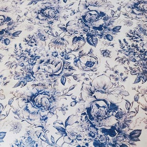 Tela Toile Azul: 100% Algodón Estampado Floral