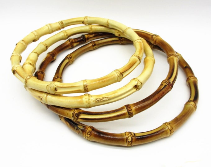 2 Pcs Bamboo Ring Handles: Natural Brown DIY Purse Making (6 inch)