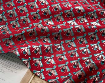 Gold Thread Jacquard Fabric: Red and gold Bees Polyester Sewing Quilting