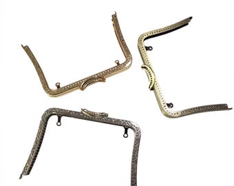 Embossed Metal Purse Frame, Retro Arch Kiss Lock Clasp, DIY Clutch Bag Making Supplies