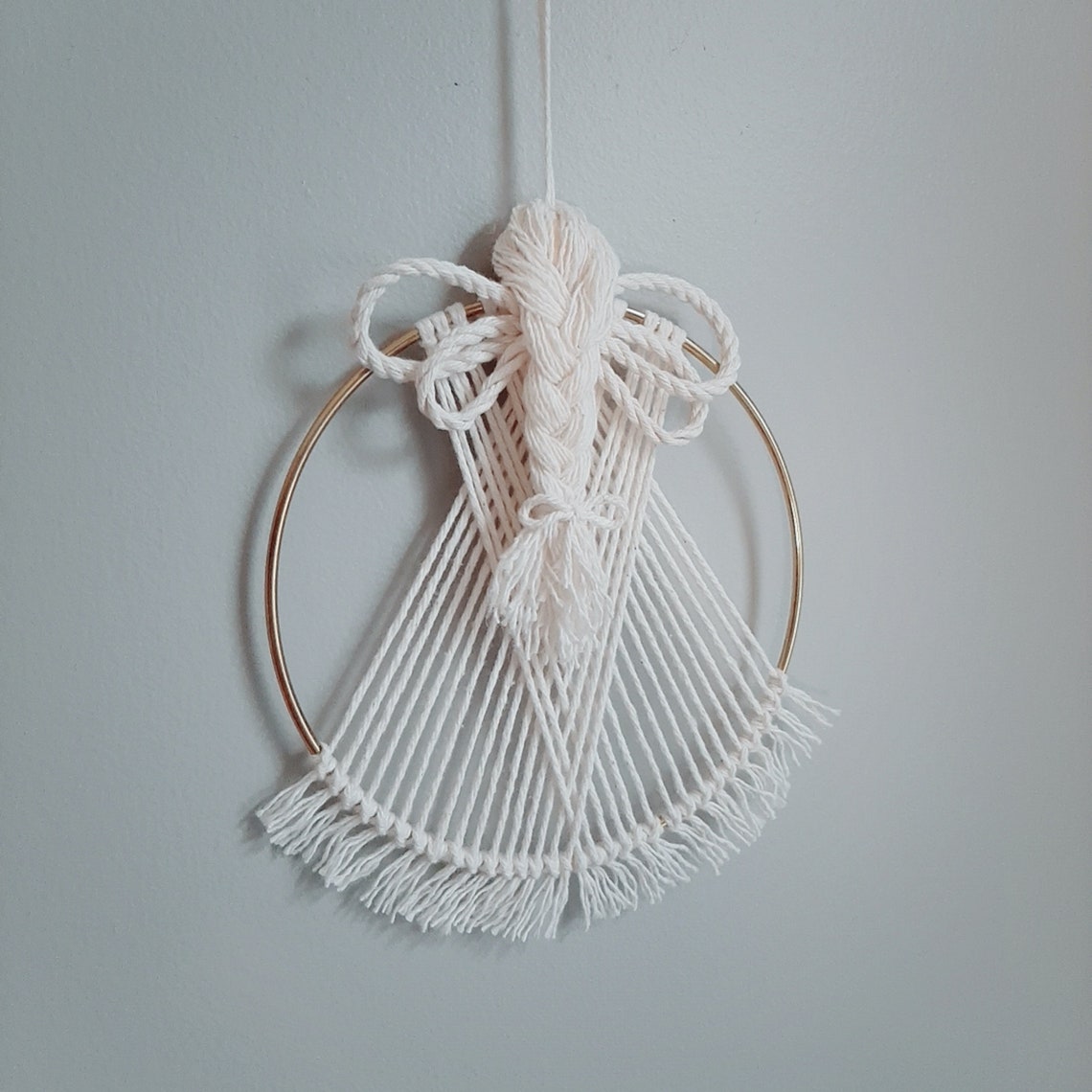 DIY How to make a Macrame angel wall hanging Macrame hoop Etsy