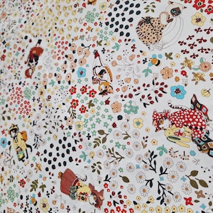 Cartoon Cat C/L fabric Cat and Folwers Printed 80 Cotton 20 Linen Fabric Quilting Fabric Clothes Fabric by the Yard Fabric by the quarter