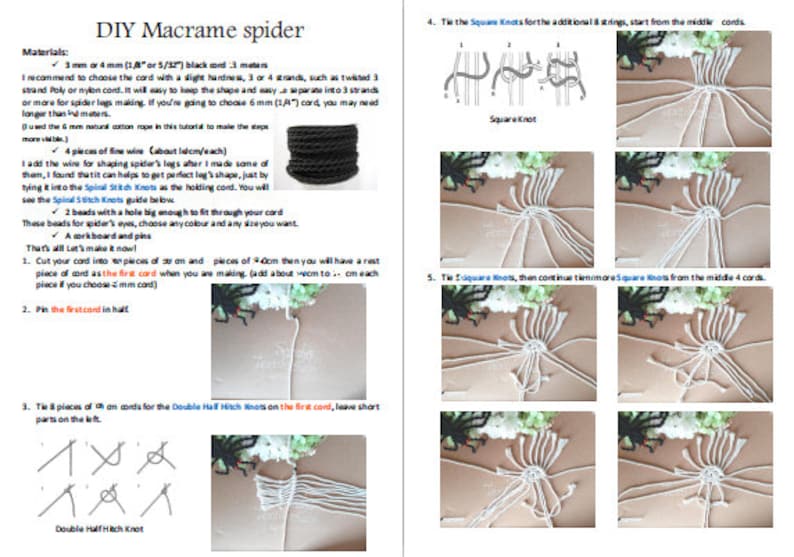 The easiest Macrame spider DIY tutorial for beginner basic knots guide included video tutorial and PDF image 8